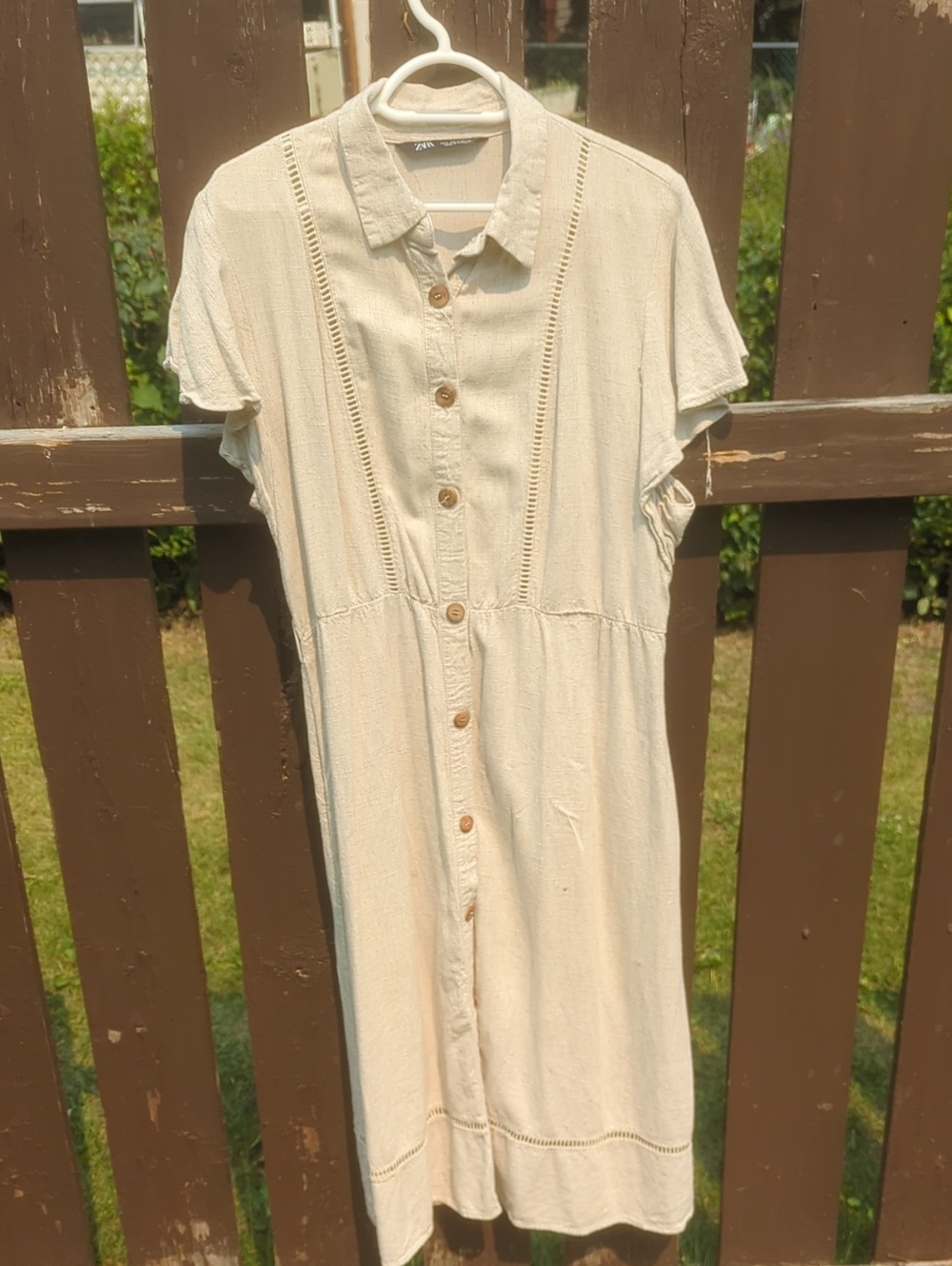 Zara Beige Linen-Look Button Shirt